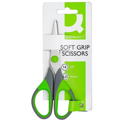 Forbici Q-Connect Softgrip lame simmetriche grigio/verde 14 cm KF00752